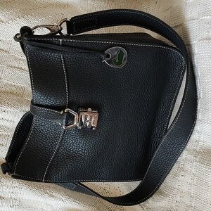 Dooney & Bourke Black Pebble Leather Small Shoulder Bag 9x9x4